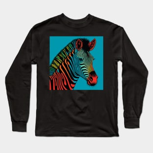 Zebra in red, orange and blue Long Sleeve T-Shirt